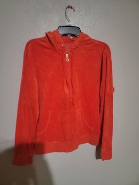 Women’s Orange Hooded Zip Sweater